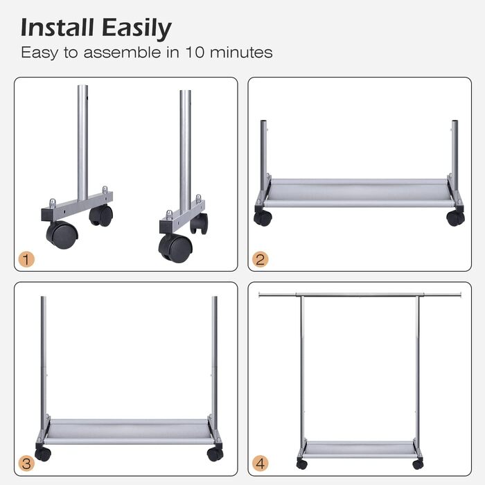 MISSLO Small Clothes Rack for Hanging Clothes, Rolling Garment Rod Stable for Kids, Toddler, Baby, Little Girls, Adults (Silver)