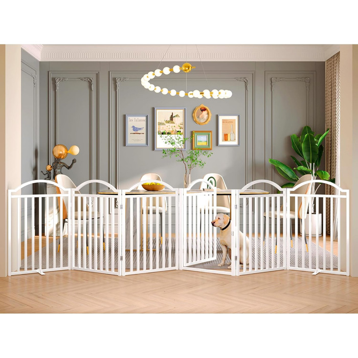 Металеве вольєр для собак BHG, без монтажу, з дверцятами, 243.8 x 81.3 см, аккордеон, 8 панелей, білий