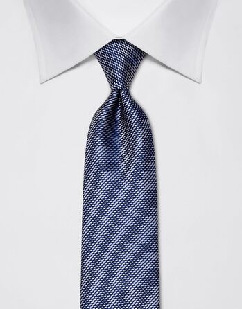 Краватка чоловіча Vincenzo Boretti, шовк, темно-синя, узорчаста, 8 см (для костюма та сорочки, бізнес, весілля)