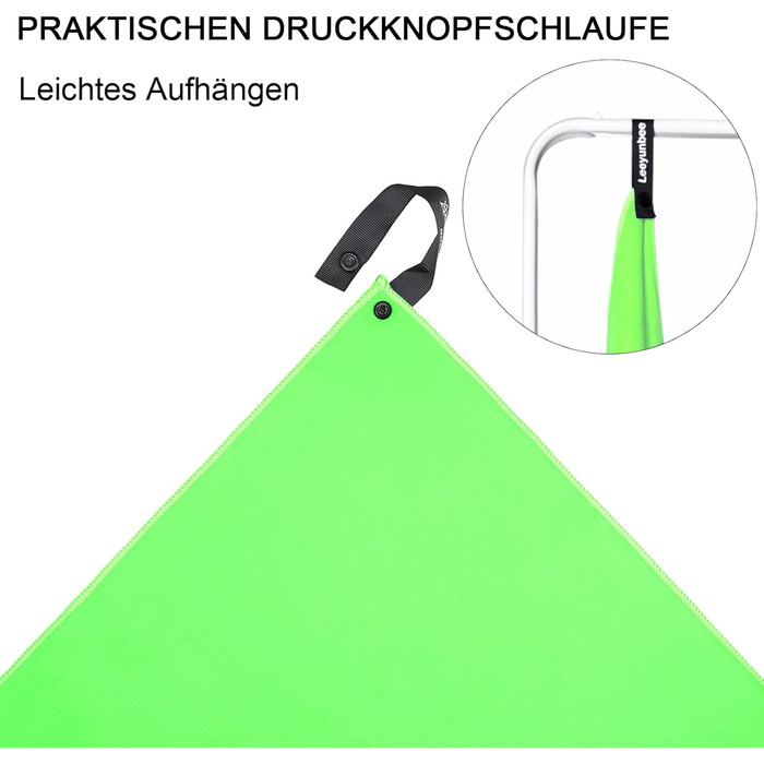 Набір рушників Leeyunbee з мікрофібри (2 шт.) - 160x80 см + 80x40 см, швидковисихаючі, для спорту, подорожей, пляжу (зелений)