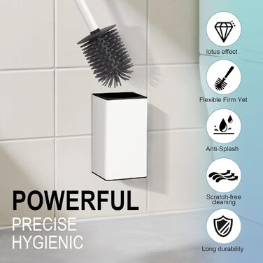 Настінна щітка для туалету DAZI з кріпленням без свердління, з нержавіючої сталі, сучасний дизайн, знімний внутрішній стаканчик для легкого догляду та очищення (золота щітка) (білий)