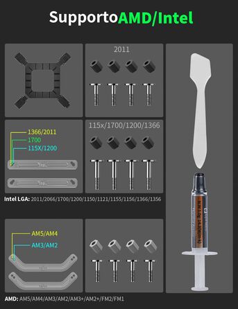 upHere Кулер для CPU з ARGB підсвічуванням, 4 теплові трубки, 120мм вентилятор, сумісний з AMD AM4 AM5/Intel 2011/2066, ПК кулер up1KC4