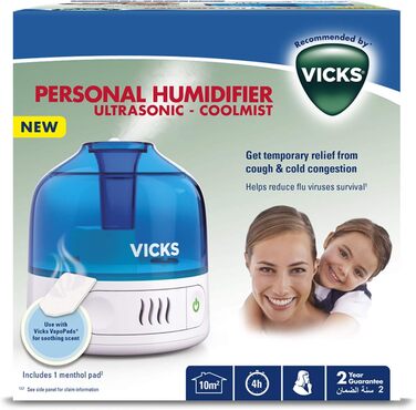 Зволожувач повітря Vicks Mini Cool Mist Ultraschall VUL525 - компактний, тихий, для сну, кашлю та застуди
