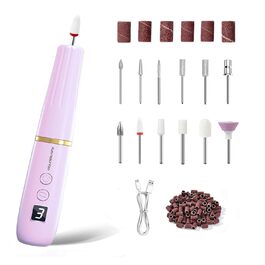 Професійний електричний фрезер для нігтів 12 в 1 з USB-зарядкою, 20000 RPM, для манікюру та педикюру, фіолетовий