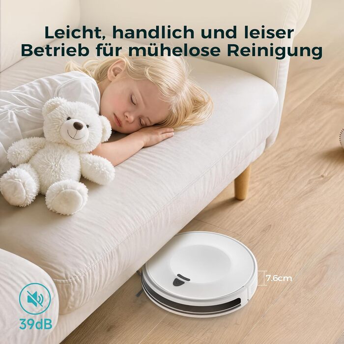 Робот-пилосос E2 з картографією, 10000 Па, 200 хв роботи, 660 мл, керування через додаток, голосовий помічник та пульт, для видалення шерсті та пилу