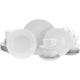 CreaTable Серія Luna Weiss: 12-Piece Dinner Set for 6, Porcelain, Dishwasher & Microwave Safe