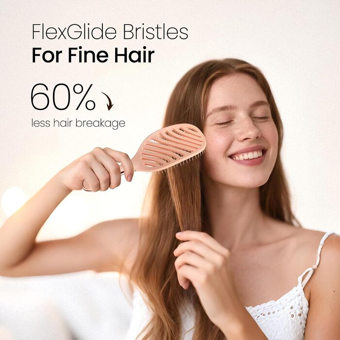 AIMIKE Рожева щітка для розплутування волосся Luxe Entwirrbürste - безболісна, з вентиляцією та ультрам'якими щетинками FlexGlide, для жінок, дівчаток та дітей