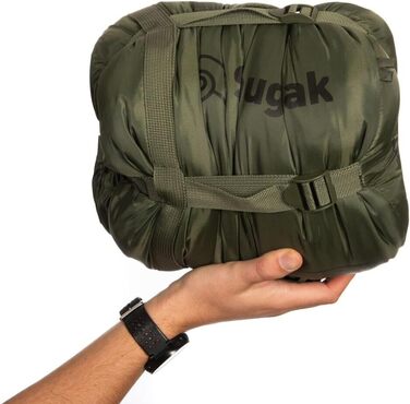 Спальний мішок Snugpak WGTE з ізоляцією Isofibre – для холодної погоди, легкий, компактний, мумієподібний. З компресійним мішком для кемпінгу та походів. Капюшон на шнурку, двостороння блискавка, оливковий колір, ліва блискавка.
