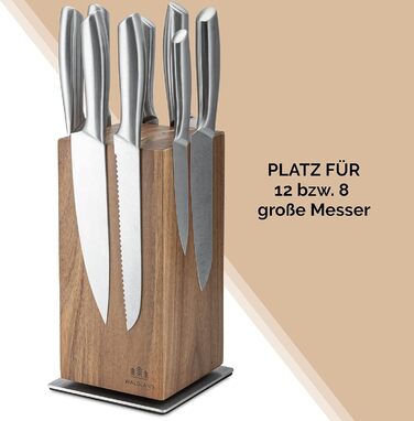 WALDLAND Premium Knife Block without Knives – Magnetic Knife Block made of exquisite and robust Acacia wood | Magnetic Knife Holder | Magnetic Knife Holder | Wooden Block