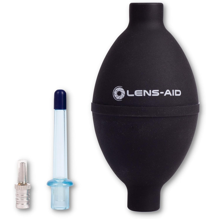 Набір для чищення камери Lens-Aid 3 в 1: повітряний насос, олівець для чищення та 5 мікрофібрових серветок. Підходить для сенсорів, об'єктивів, камер, дисплеїв, фільтрів та оптики. Ідеальний для фотоаксесуарів та техніки.