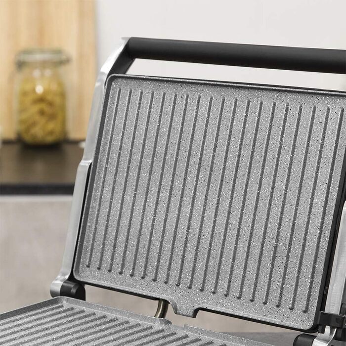 Cecotec Rock'nGrill 2400 UltraRapid Electric Grill - 2400W, RockStone Coating, Floating Upper Plate, Eco-Friendly, with Drip Tray, Adjustable Temperature