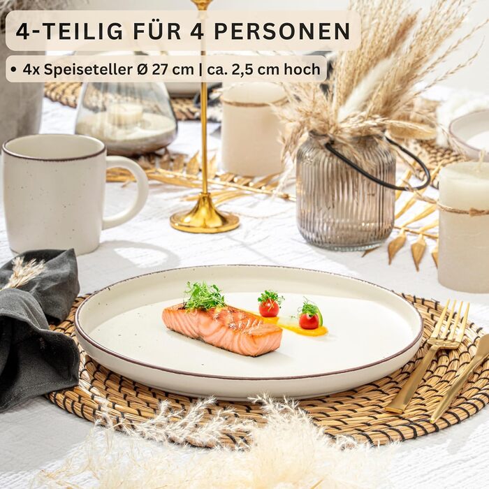 Набір посуду SÄNGER Kombiservice 30 предметів (6 осіб) з кераміки: 6 тарілок для їжі, 6 тарілок для десерту, 6 мисок, 6 тарілок для пасти, 6 чашок до кави. Сучасний набір посуду VALUE COLLECTION (Bombay Beach)