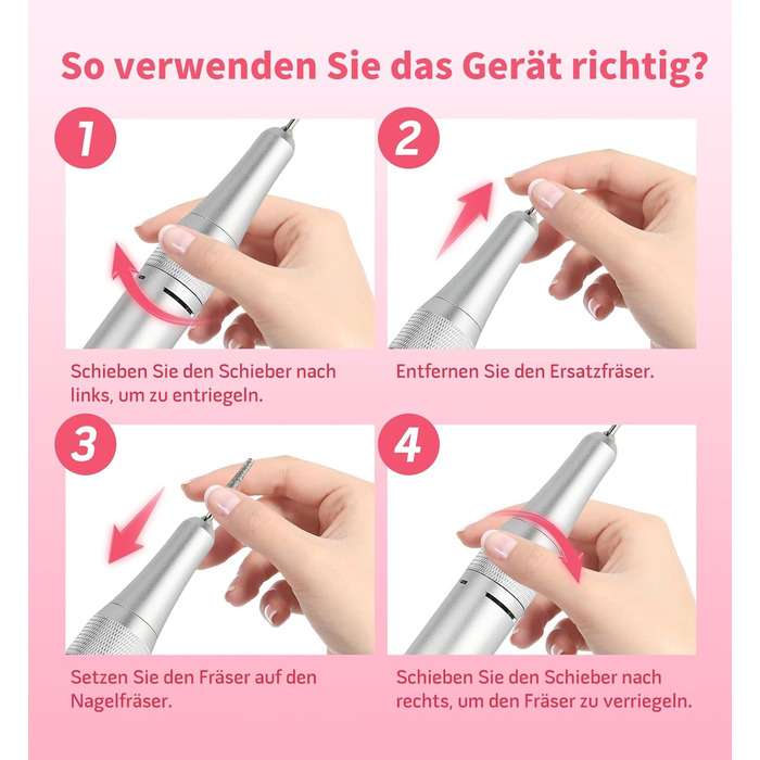 Електричний фрезер для нігтів Ziweo з LED дисплеєм, 45000 об/хв, для манікюру та педикюру, для гелю, акрилу, акригелю, Shellac