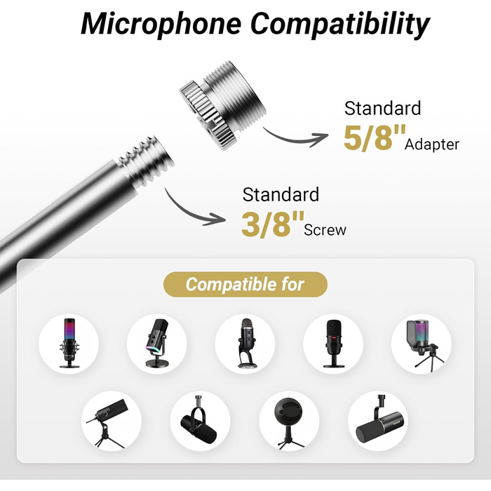 Стійка для мікрофона TONOR T20 з поп-фільтром та адаптером 3/8' - 5/8', мікрофонний кліп