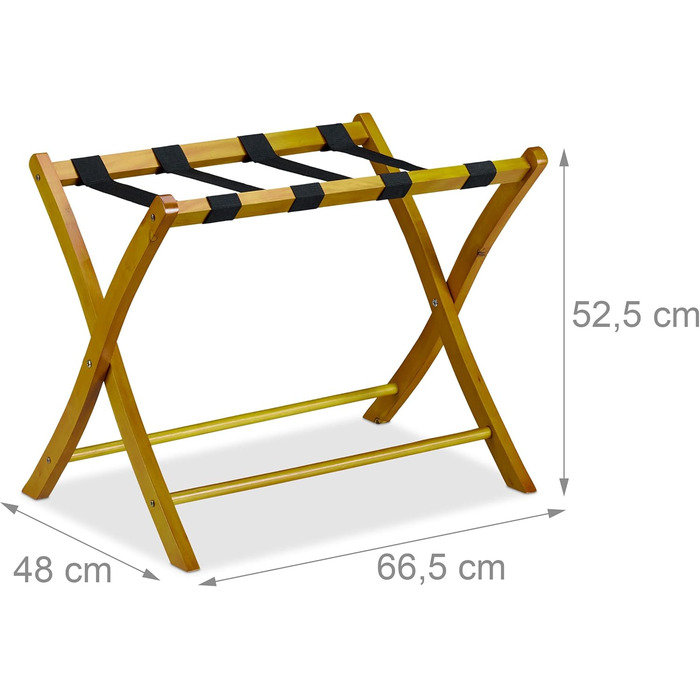 Relaxdays Luggage Rack Wood, foldable, luggage rack, suitcase storage, for travel luggage, HxWxD: 52.5x66.5x48 cm, white (natural)
