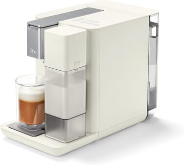 Tchibo Qbo MILK MASTER Premium Capsule Machine for Cappuccino, Espresso, Caffè Crema, Caffè Grande, one-touch milk froth with removable 300ml milk tank, with automatic shut-off, White Cashmere