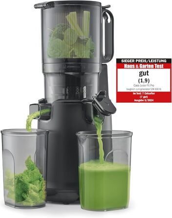 Соковитискач CASO Juice Fit Pro: повільний, для цілих фруктів, 130 мм, чорний