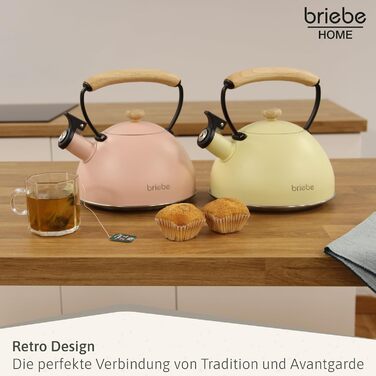 Чайник Induktion Retro 2.3L Edelstahl з ручкою Cool-Touch, жовтий, для чаю та кави