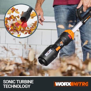 WORX Nitro 18V (20V MAX) Battery Leaf Blower, PowerShare, Brushless Motor 2.0, max. 209km/h Air Speed, 2-Speed Control, tool only, WG543E.9