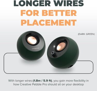 Creative Pebble Pro 2.0: USB-C колонки з Bluetooth 5.3 та RGB-підсвічуванням (білі)