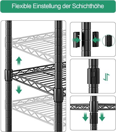 Nilpferd® Metal Wire Shelving Unit - 5 Shelves (89x39x179cm)