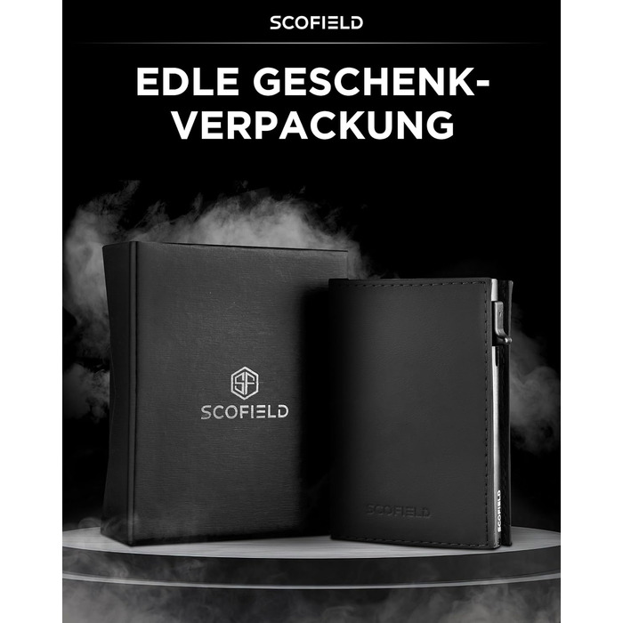 Чоловічий шкіряний гаманець SF SCOFIELD Duality Magflip Slim з монетницею та RFID-захистом, слот на 9-10 карт, Matte Black