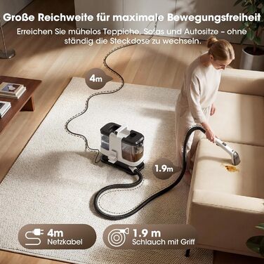 Lubluelu Nasssauger Polsterreiniger 600W 18kPa: Компактний мийний пилосос для м'яких меблів, килимів та авто - чорно-білий