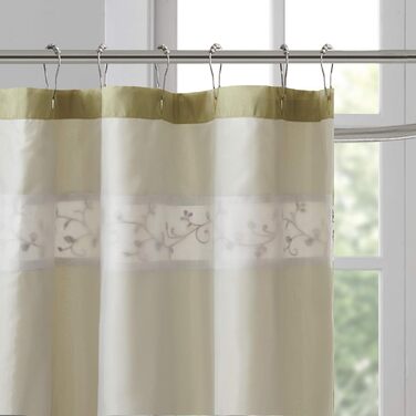 Шторка для душу Madison Park Serene, 183x183 см, зелена, з квітковим візерунком, з штучної шовковистої тканини, для ванної кімнати