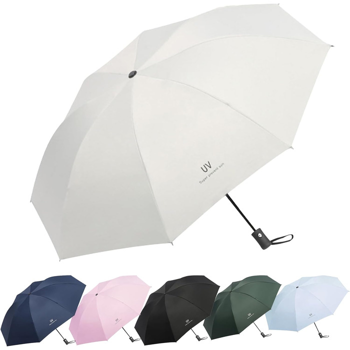 Зонт автоматичний штормостійкий з UV захистом, 8 ребер, легкий та міцний, білий