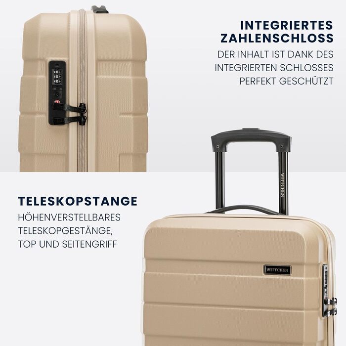 Набір валіз WITTCHEN COMODO Line Beige 4шт. ABS, TSA, телескопічна ручка, 4 колеса