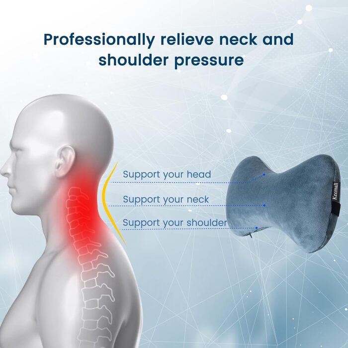 Надувна подушка для шиї BestMaxs для подорожей: літак, поїзд, авто. Зручна, знімний чохол, сіра, 2 шт., середній розмір