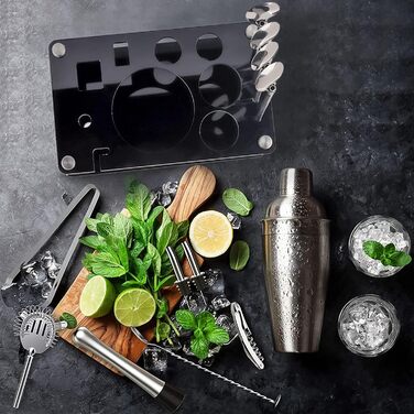 Набір для коктейлів, нержавіюча сталь, 17 предметів, 750мл шейкер, барний аксесуар для дому та бару