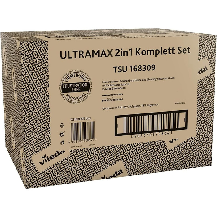 Vileda Ultramax 2в1: Набір для миття підлоги з відром та мопом, мікрофібра, для всіх твердих поверхонь