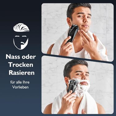 Електричний чоловічий бритва: бездротовий ротаційний бритва з LED-дисплеєм, IPX7, вологостійкий (сріблястий) H9