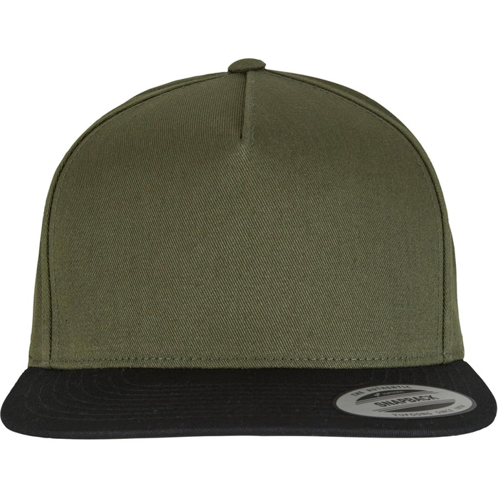 Кепка Flexfit Unisex Classic 5 Panel Snapback, універсальний розмір, оливковий/чорний