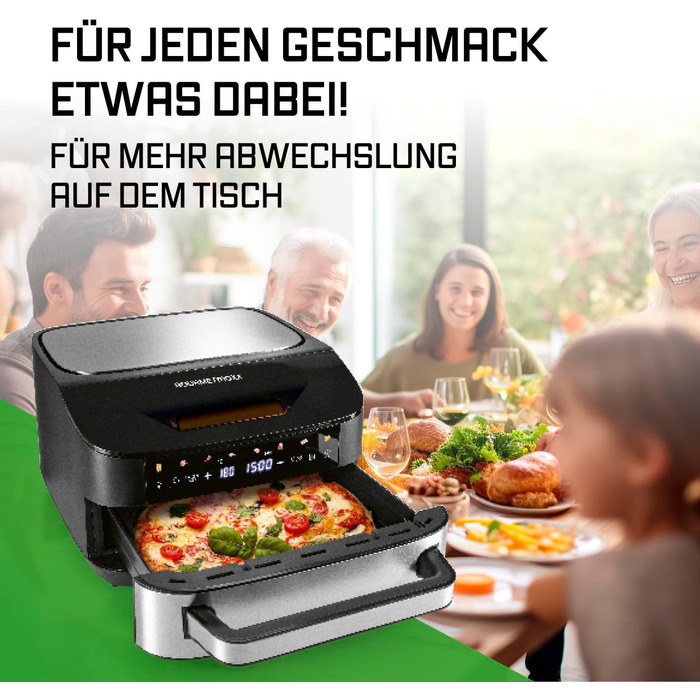 Фритюрниця повітряна GOURMETmaxx AirGenius, 9 л (2 x 4,5 л) з 8 програмами | 2 камери для одночасного приготування | Сенсорний дисплей, для 8 осіб