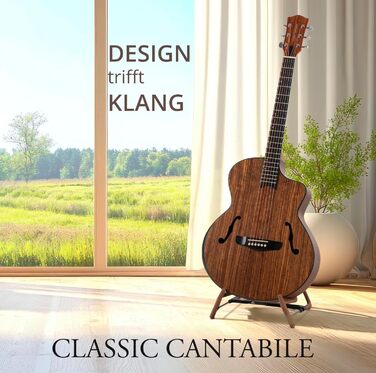 Акустична гітара Classic Cantabile SHG-2WN LaBelle Westerngitarre - гітара з бічним звуковим отвором та підлокітником, корпус з горіха, гриф з чорного дерева/Окуме, вінтажний дизайн