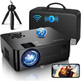 Портативний проєктор DVD Full HD Bluetooth з Wi-Fi, 4K, 20000LM, 1080P, 250 дюймів, для iOS/Android/TV-Stick/PS4/HDMI (Чорний)