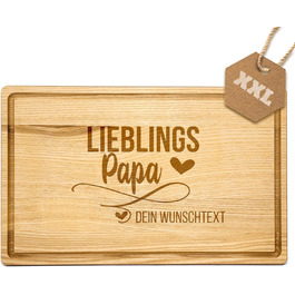 PR Print Royal Large Wooden Board with Engraving - Ash Wood, 40 x 25 x 2 cm - Favorite Dad - Personalized Cutting Board, Gifts for Dad for Birthday | Personalized Gift