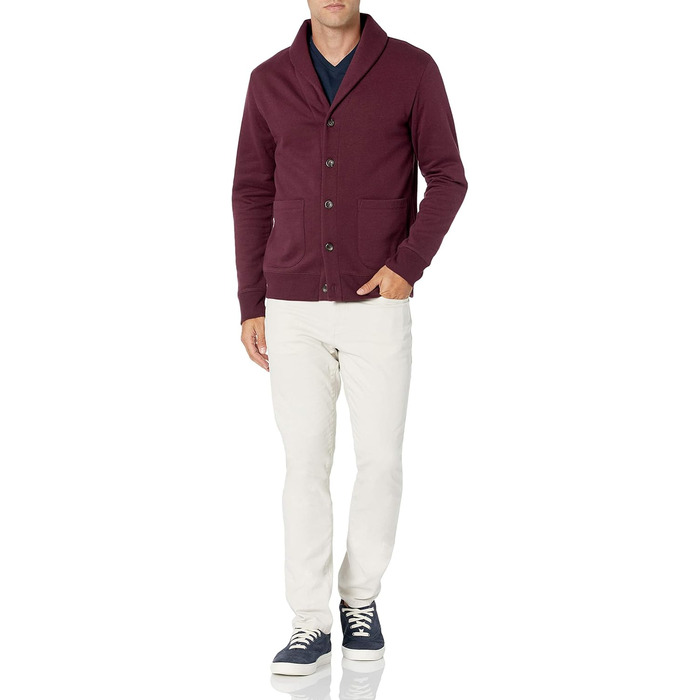 Чоловіча в'язана кофта Amazon Essentias з капюшоном та коміром-шарфом (XXL, Бордовий)