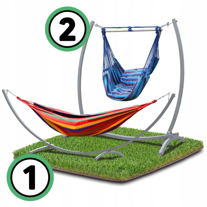Стійка для гамака Go Garden 2в1, сіра, макс. навантаження 250 кг