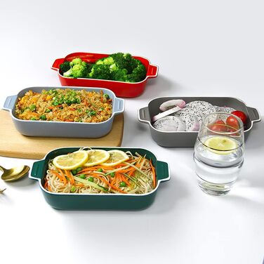 Форма для лазаньї, 2 шт, 22 x 12 см, керамічна, з ручкою, блакитна та зелена