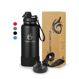 Термофляга Hydro2Go Edelstahl 950 мл з соломинкою, чорна - ізольована, BPA-free, для спорту та активного відпочинку, 24 год холод/12 год тепло