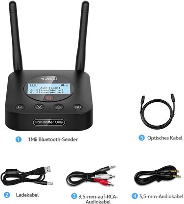 Bluetooth 5.3 трансмітер для ТБ 1Mii B06TX+ з дисплеєм та підтримкою Dual Link
