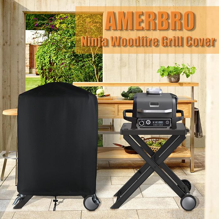 Водонепроникний чохол Amerbro для гриля Ninja Woodfire OG701, захист від УФ і вигорання, міцна оксфордська тканина 600D, для вуличного гриля та підставки