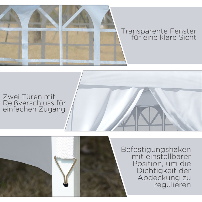 HOMCOM 3x3m Gazebo with 4 Side Walls & Windows, UV Protection, Includes Carry Bag, Steel & Oxford Fabric, White