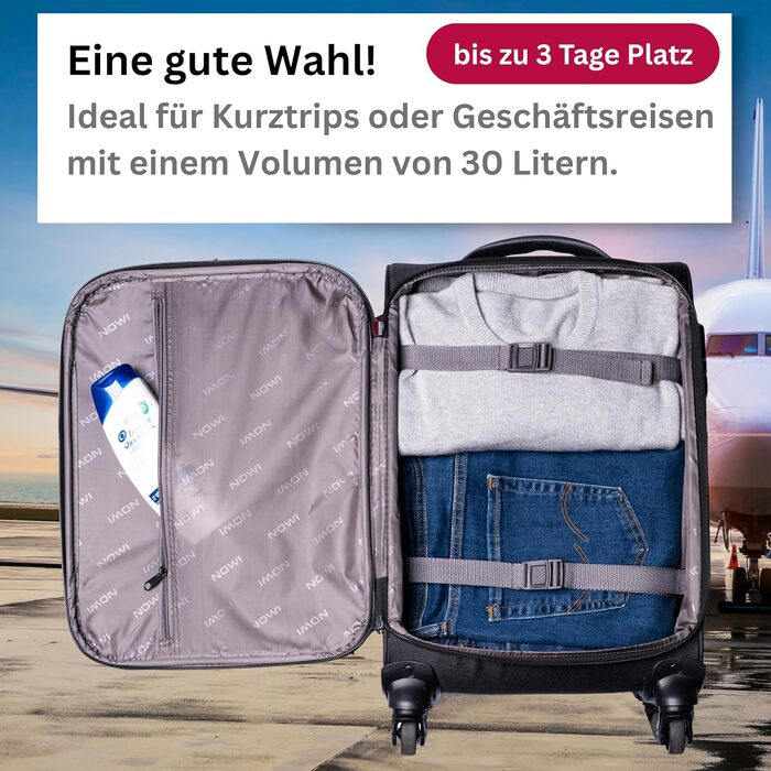 Чемодан NOWI Korfu Weichschaen Troey - середній м'який, 50 літрів, 4 колеса та відділення для взуття | Чемодан для подорожей для жінок та чоловіків (NOWI, синій)