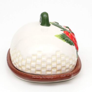 Dolomite Butter dish/Butter bell with strawberry relief. Size approximately 19.5 x 12.5 x 9.4 cm, 9