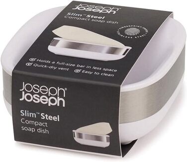 Мильниця Joseph Joseph Bathroom Slim з нержавіючої сталі - компактна, з антиковзною основою, білий/сірий колір