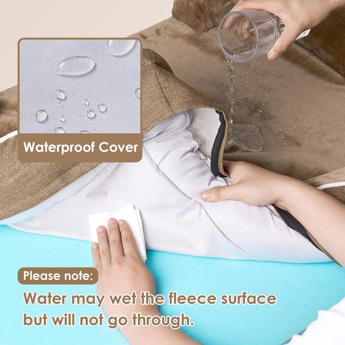 Ортопедичне ліжко для собак EHEYCIGA, 76x51 см, Memory Foam, для собак середніх та маленьких порід, з високим бортиком, водонепроникне, неслизьке, Kamel